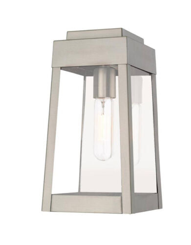 Livex Lighting 20852-91 Nickel Oslo Single Light 12"H Outdoor Wall Sconce Modern