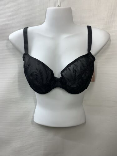 Panache Women's Plus Size Tango Plunge Bra 3256 Black Underwired Leaf Motif 32F