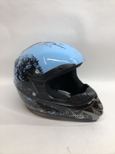 OffRoad ATV Motor Outdoor Helmet And Visor Combo CS MX2 Blue Black With Gloves