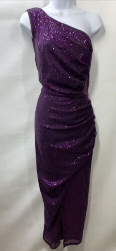 GRACE KARIN Women Sleeveless One Shoulder Sequin Dress Wrap Dress Size XL Purple