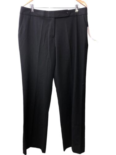 Calvin Klein Womens Black Trouser Dress Long Pant Classic Fit Flat Front Size 14