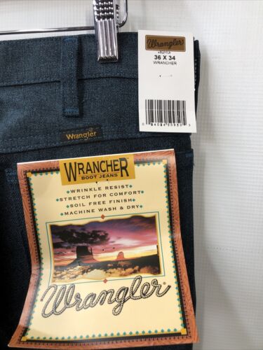 Wrangler Men's Wrancher Dress Jean Blue Long Pants Machine washable Size 36x34