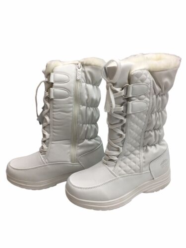 Totes Womens Jami White lace up mid calf Winter & Snow Boots Shoes US 6.5 W