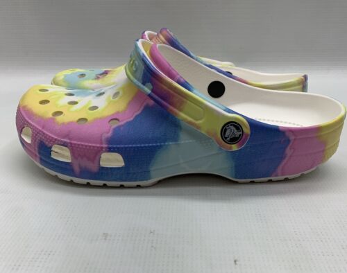 CROCS Classic Tie Dye Adult Clogs Men-9 Women-11 Casual Water Sandals Multi