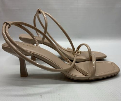 ALDO Women's Dime Pump Bone Heel Sandal Size 9 Open Square Toe Buckle closure