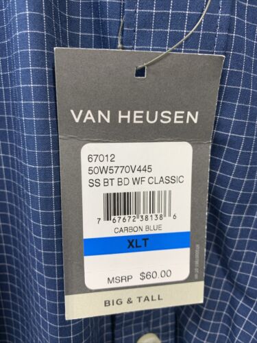 Van Heusen Men's Big and Tall Wrinkle Free Short Sleeve Button 67012 Size XLT