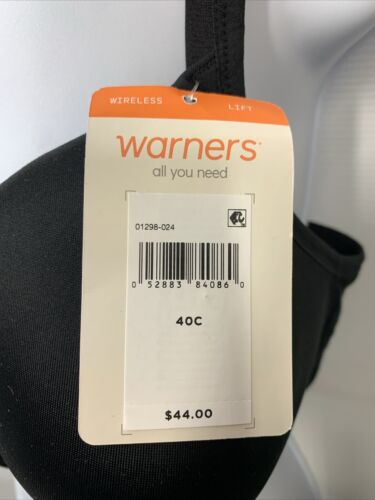 Warners Women's Elements Of Bliss Lift Wire-Free Bra 01298-024 Black Size 40C