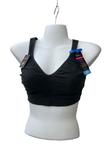 BALI ComfortFlex Fit Wireless Seamless Bra Black DF3484 Size XL Knit-in Zones