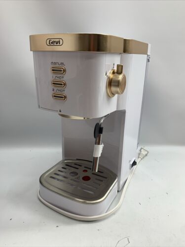 Gevi 2-in-1 Espresso Coffee Machine 20 Bar, Milk Frother GECME022-U White Gold