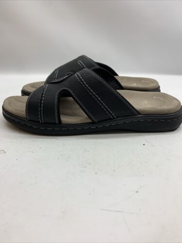 Men's Slide Sandals Dockers Sunland Black Size 11 M Casual 90-21394 Open Toe