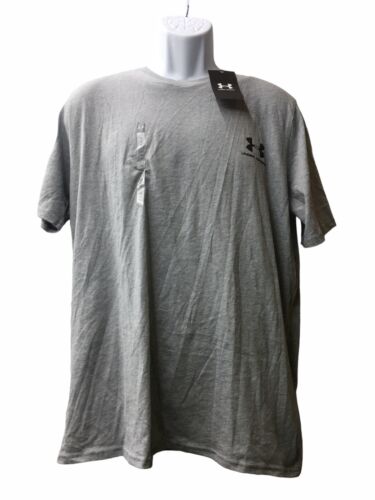 Men's Under Armour T-Shirt Sportstyle Logo Tee Top Gray Large Short Sleeve Shirt