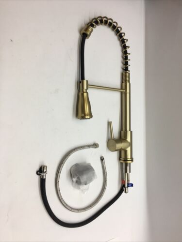 Shamanda 11003-BG Pull Down Single Handle Kitchen Faucet Brushed Gold Brass