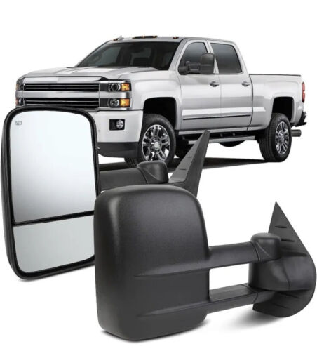 Towing Mirrors For 2007-13 Chevy Silverado GMC Sierra Power Heated Signal Black