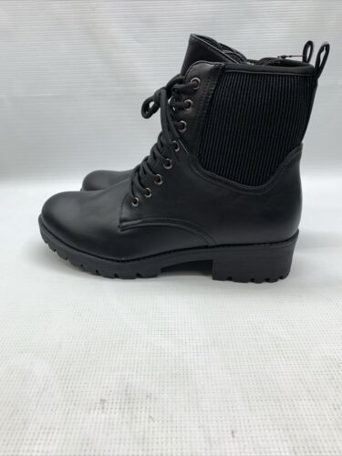 Vepose Women's Size 11 Combat Ankle Boots Lace up Inner Zipper Mid Calf Booties