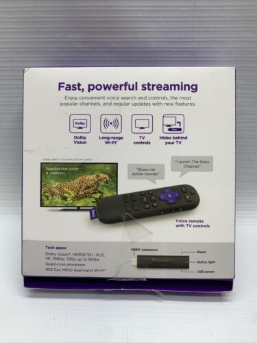 Roku Streaming Stick 4K (2021) 4K/HDR/Dolby Roku Voice Remote and TV Controls