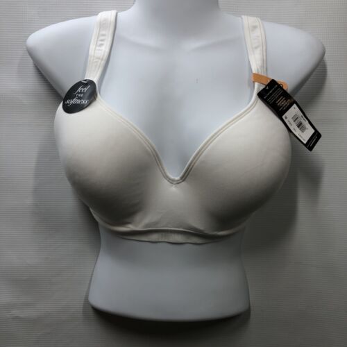 Bali Women's Comfort Revolution Wirefree Bra Size 34DD DF3463 Opaque White Swirl