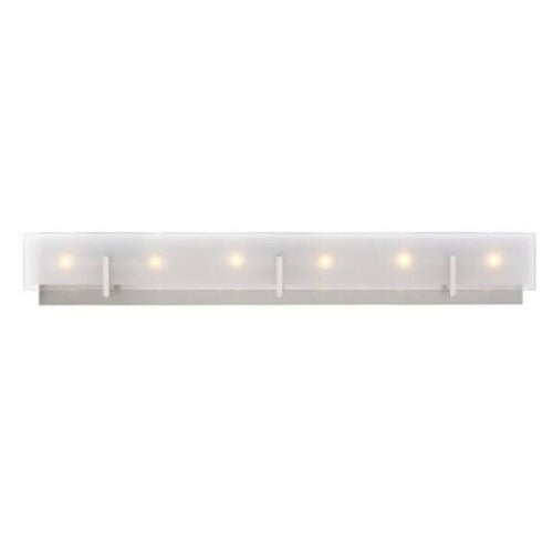 Syll 38 in. 6-Light Brushed Nickel Vanity Light with Clear Highlighted Satin