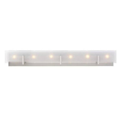 Syll 38 in. 6-Light Brushed Nickel Vanity Light with Clear Highlighted Satin