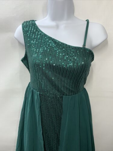 GRACE KARIN Girls Sequin Dress One Shoulder Party Prom Dresses Size 14y Green