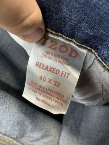 Izod Men's Relaxed Fit Jeans Comfort Stretch 5 pockets IB38JN63 Long Pants 46x32