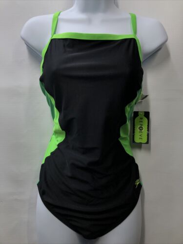 Speedo Women's Swimsuit 1 Piece Prolt Flyback Solid Adult Sz 14/40 Bright Green