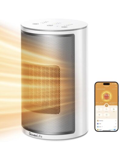 GoveeLife Smart Space Heater - 1500W, Wi-Fi App, Voice Remote, Safe for Bedroom