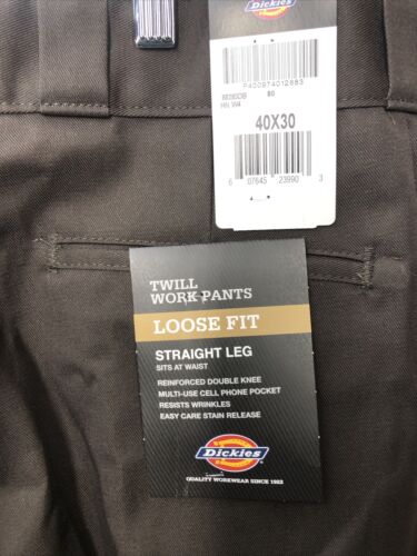 Dickies 85283 Men's Knee Cell Phone Pocket Loose Fit Twill Work Pants Size 40/30