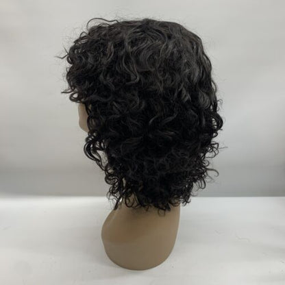 Short Curly Water Wave Wig 100% Unprocessed Virgin Brazilian Human Hair 12” Ntrl