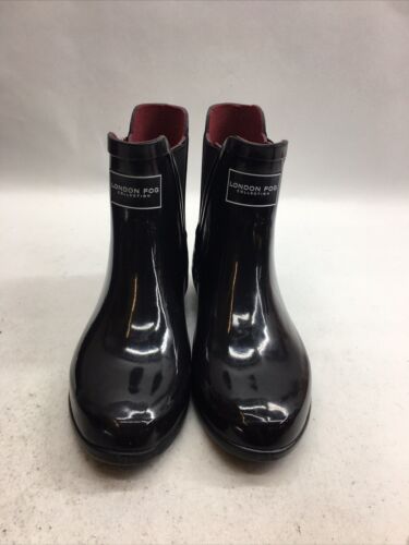 London Fog Women’s LFW-Piccadilly Black Rain Boots WL06101W Slip On Size 8 M