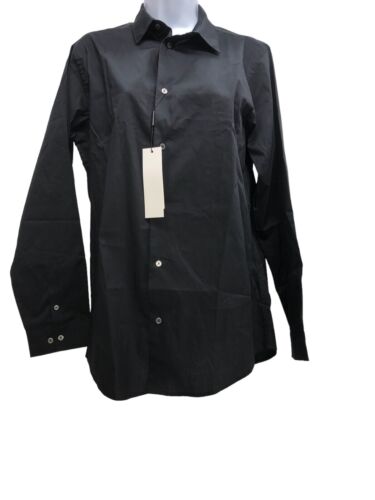 Calvin Klein Boys' Long Sleeve Buttoned Up Dress Shirt Black 20 Slim Fit Stretch