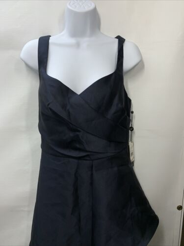 Adrianna Papell Womens Mikado Long Dress Midnight Blue Size 12 Princess Seaming