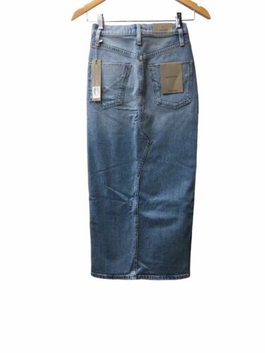 Hudson Jeans Reconstructed Denim Midi Skirt Long and sleek Size 23 with Pockets