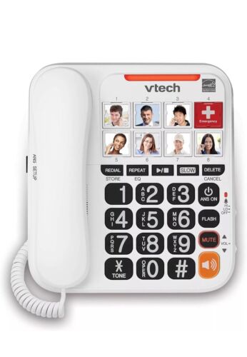 Vtech Amplified Phone Seniors Impaired Large button Answering Photo Speed Dial