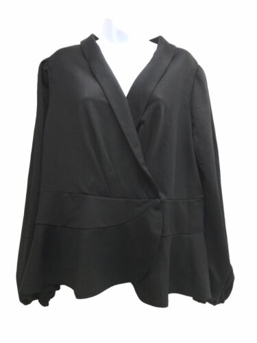 Grace Karin Women's Black Closed Front Jacket Shirt Long Sleeve - Size 2XL