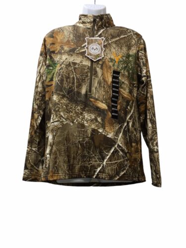 HOT SHOT Men's Camo 1/4 Zip Hunting Performance Shirt Long Sleeve Size Medium