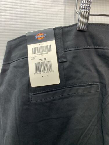 Dickies Women's Flat Front Stretch Twill Long Pant Desert Black Size 24 Regular