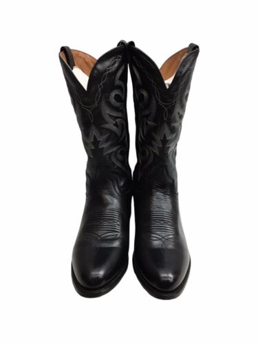 Dan Post Men Clyde Cognac Smooth Ostrich Cowboy Boots Slip-on 10.5D Black