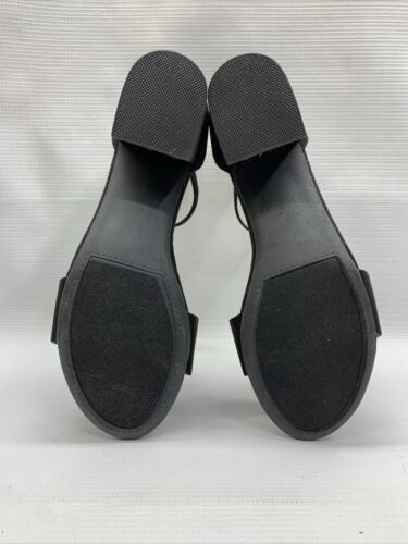 LONDON FOG Women's Nikki Low Two Piece Block Heel Dress Shoe Open Toe Black 10M