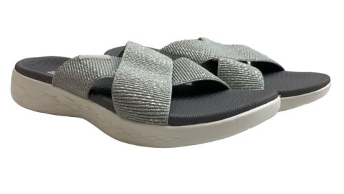 Skechers Womens On-The-Go 600 Glistening Gray Sandals Size 9 (5207801) Open Toe