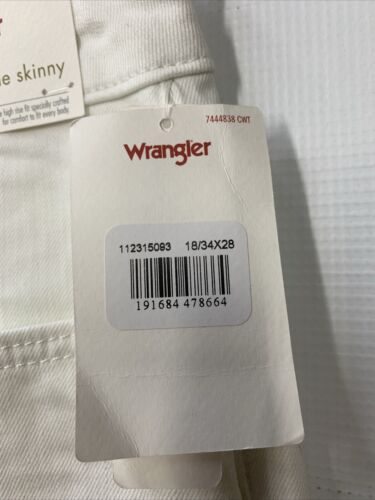 Wrangler Women's High Rise Unforgettable Skinny Jeans Pants White Size 18/34x28