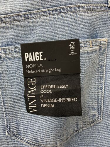 PAIGE Noella Relaxed Long Pants Straight Leg Light Denim In Doretta Size 27