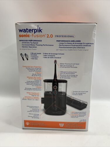 Waterpik Sonic-Fusion 2.0 Professional Flossing Toothbrush, Electric Brush Black