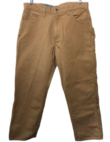 Dickies Men's Flex Relaxed Fit Duck Carpenter Straight Pants Brown Size 34x30