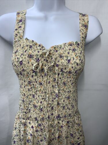 GRACE KARIN Summer Floral Boho Dress Square Neck Strapped Swing Size 2XL Yellow