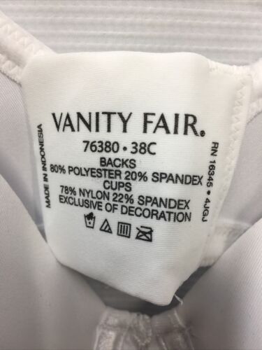 Vanity Fair Beautiful Benefits Contour Back Smoother Bra 76380 Size 38C White