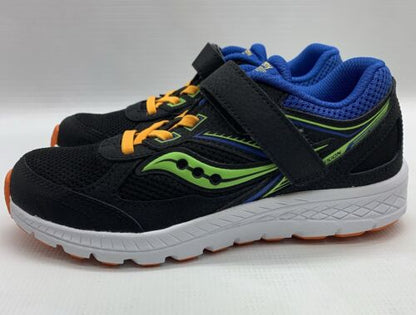 Size 4.5M Saucony Cohesion 14 A/C Bllack/Multicolor Boys Running Shoes Sneaker