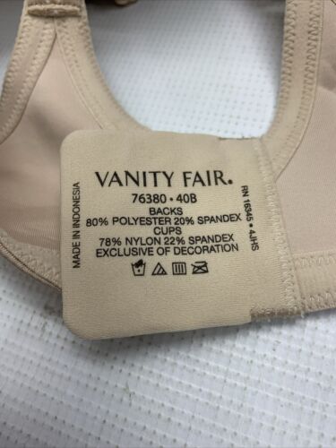 Vanity Fair Women's Full Figure Beauty Back Smoothing Bra 4 way Stretch Size 40B