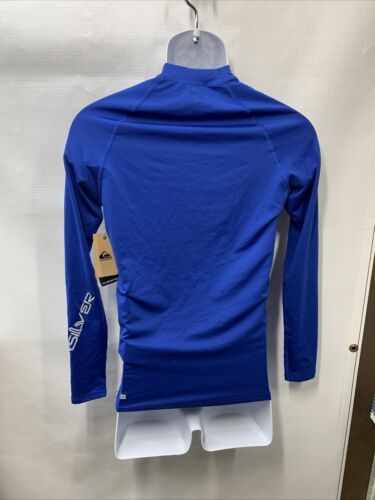 Mens Quiksilver All Time Long Sleeve Blue Shirt UPF 50 UV Protect Swim Surf Sz S