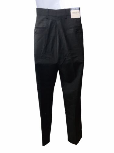 Men's Premium Hidden Expandable Waist Pleated Dress Long Pants 30W 30L Black