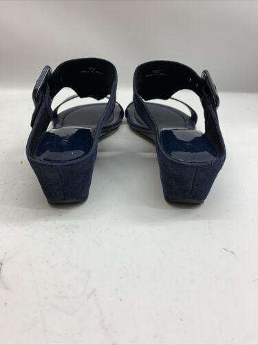 Donald Pliner Women's Ofelia Metallic Wedge Sandals Navy 7.5 Open Toe HP00014140